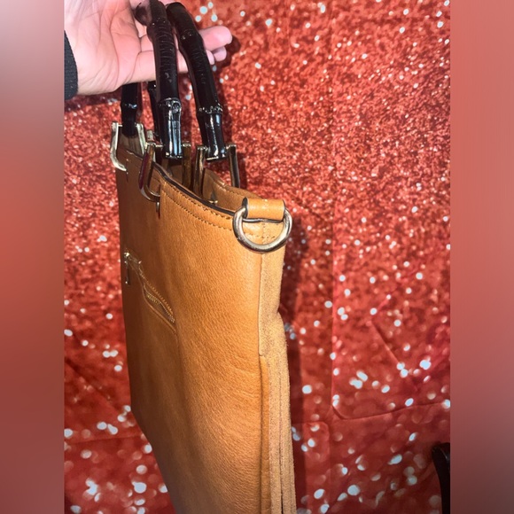 Large caramel leather bag - Picture 4 of 7